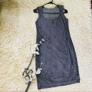 Metallic grey silk dress
